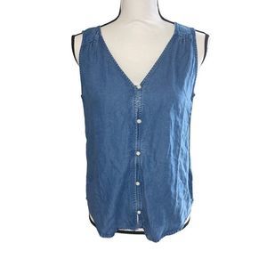NWOT Gap Button Front Sleeveless Chambray Tank Top S